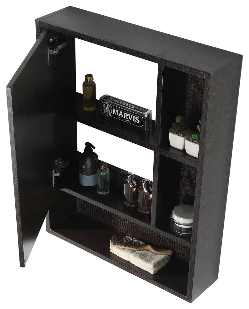 Fine Fixtures Surface Mount Bathroom Medicine Cabinet, Black.
