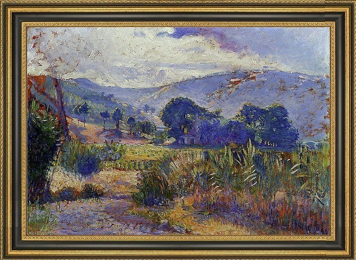 Henri Edmond Cross Cabasson Landscape StudyFramed Premium Canvas Print, 18"x27"