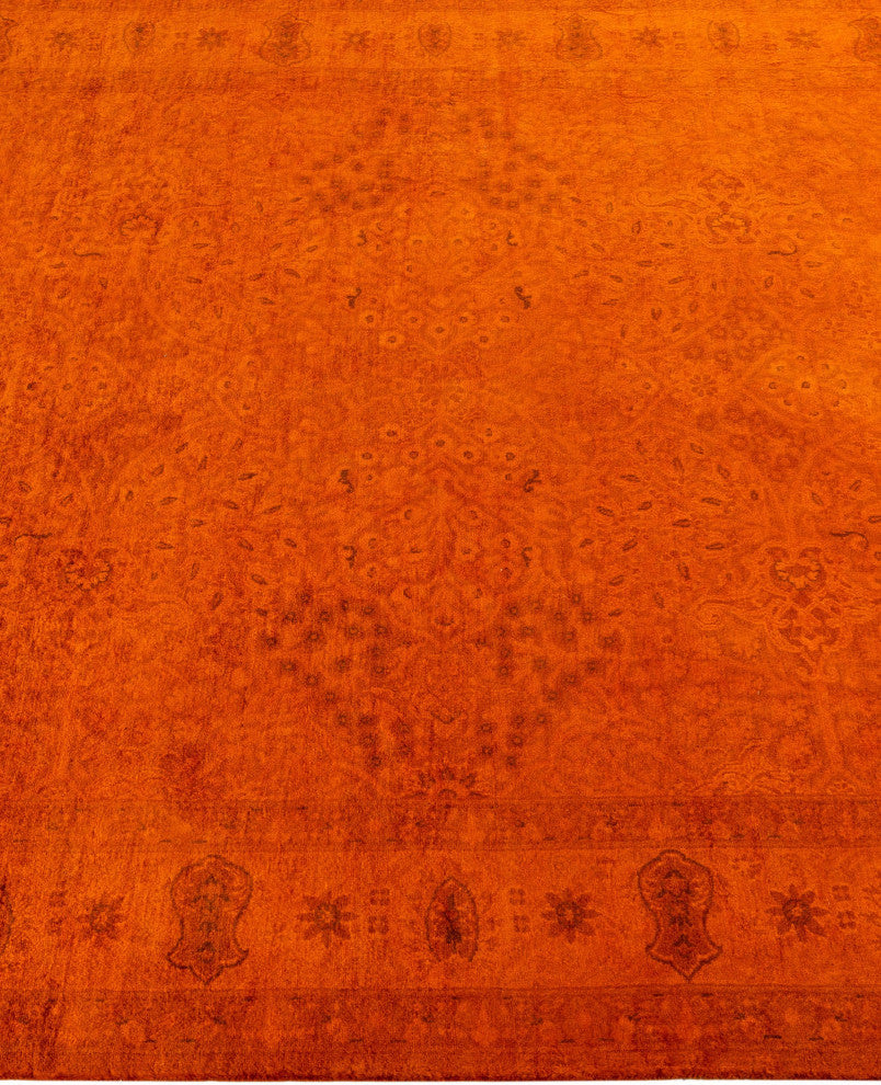 Overdyed One-of-a-Kind Hand-Knotted Area Rug Orange, 4' 8" x 7' 3"