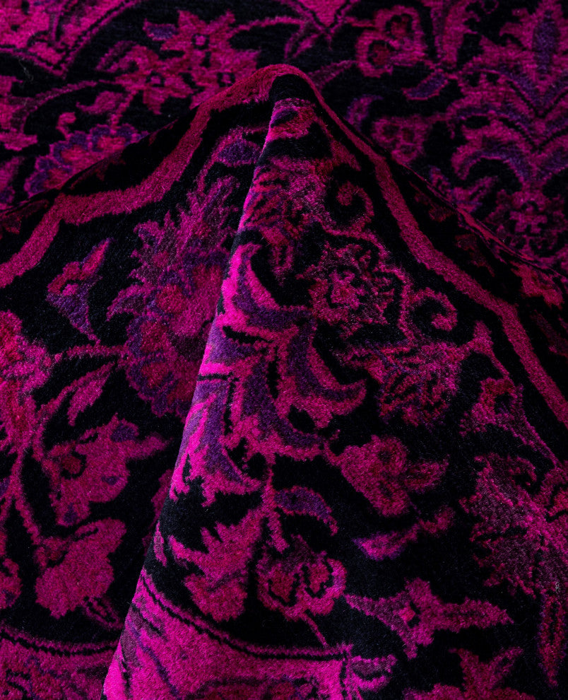 Overdyed One-of-a-Kind Hand-Knotted Area Rug Purple, 8' 1" x 8' 3"