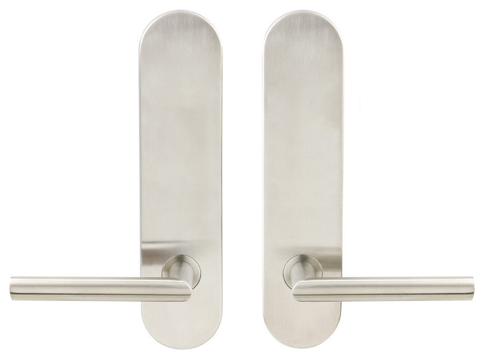 Frankfurt Lever, Tubular Privacy, Satin Stainless Steel, 2-3/8" Backset