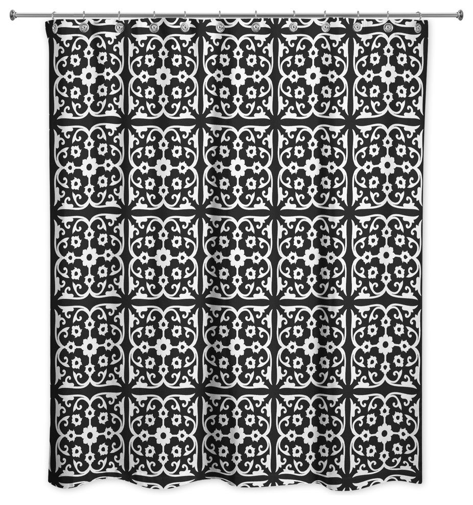Black Tile 71x74 Shower Curtain