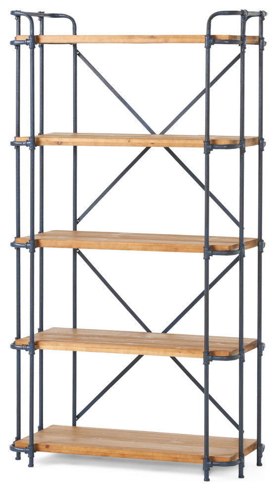 Mercia Industrial 5 Shelf Firwood Bookcase