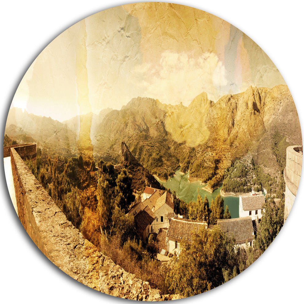 Mountain And Lofty Lake, Landscape Photo Round Wall Art, 36"