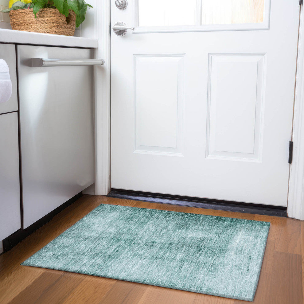 Machine Washable Indoor/Outdoor Chantille ACN1884 Teal 1'8" x 2'6" Rug