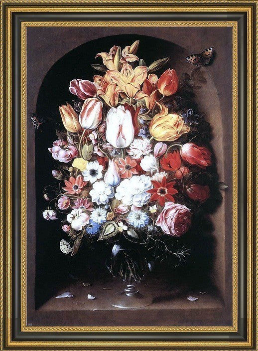 Osias Beert Bouquet in a Niche  Framed Premium Canvas Print, 18"x27"