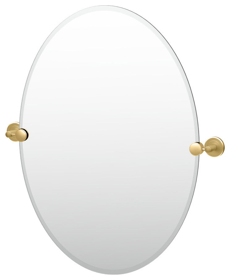 Latitude II 32" Frameless Oval Mirror, Brushed Brass