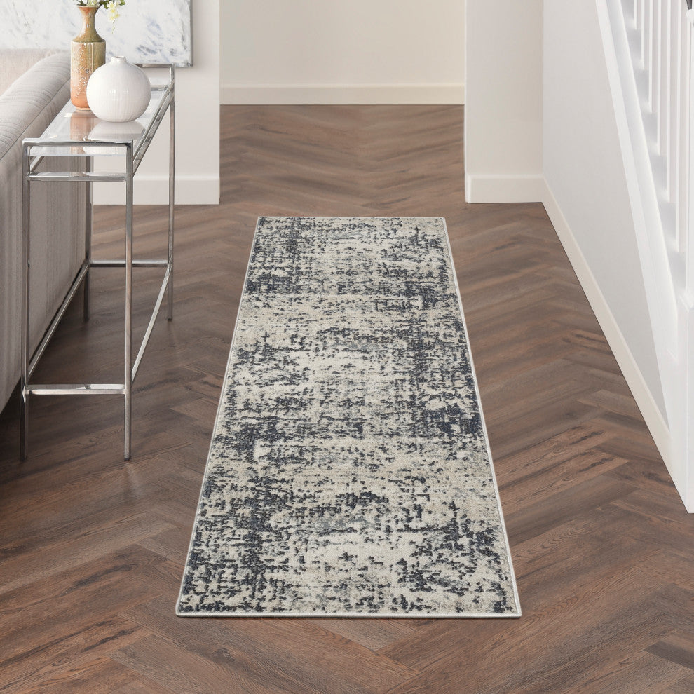 Nourison Quarry 2'2" x 7'6 Ivory Grey Modern Indoor Rug