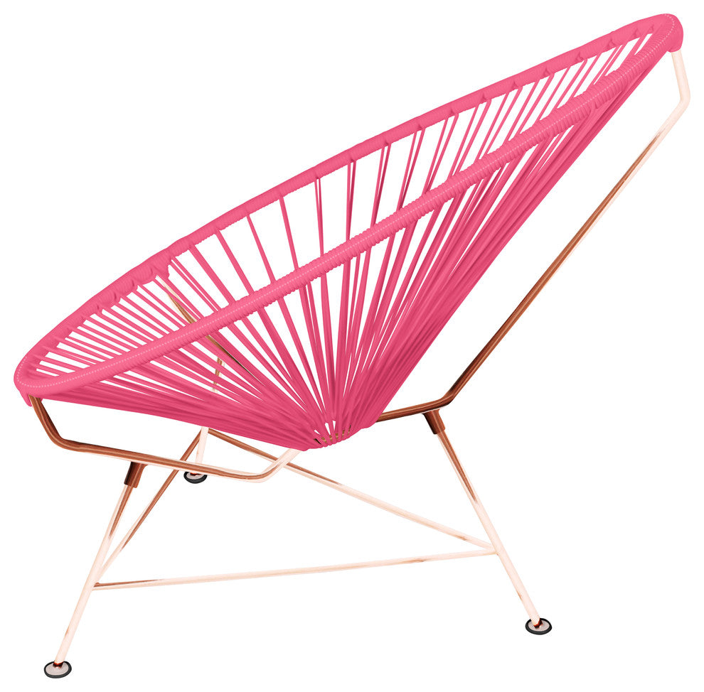 Junior Indoor/Outdoor Handmade Acapulco Chair, Pink Weave, Copper Frame