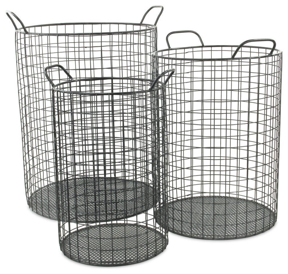 Wire Cylinder Storage Bins, Set of 3