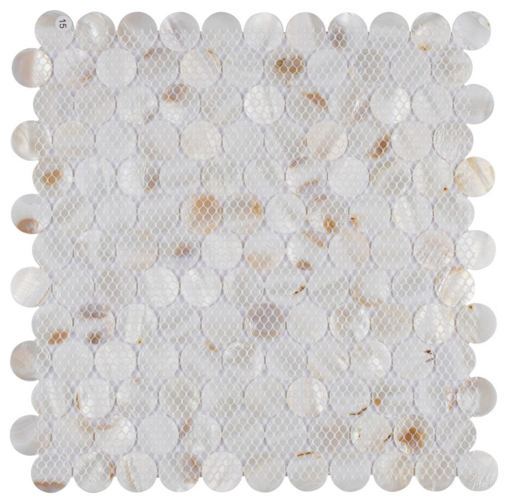 Conchella Penny Mosaic Wall Tile, White