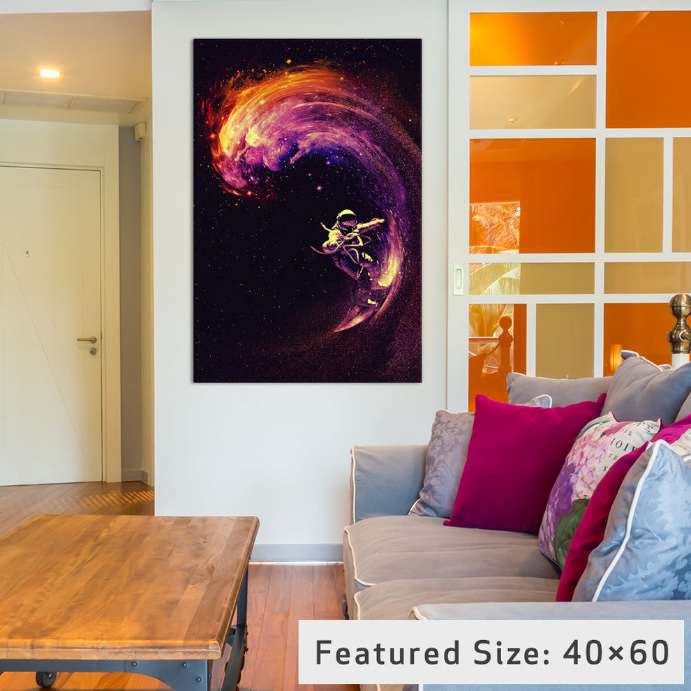 "Space Surfing Gallery" by Nicebleed, 26x18x1.5"
