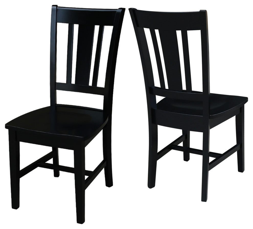 Set of Two San Remo Slat Back Chairs, Black