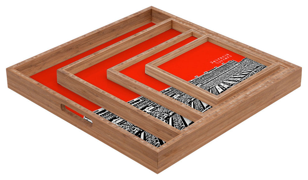 Deny Designs Bird Ave Nebraska Huskers Red Square Tray