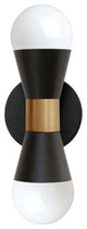 Fortuna Modern Contemporary Wall Sconce, Matte Black With Aged Brass
