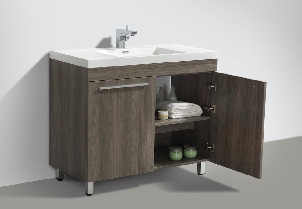 Aquamoon Ocean Modern Bathroom Vanity Set, Maple, 39 1/8", Milan Chrome Faucet