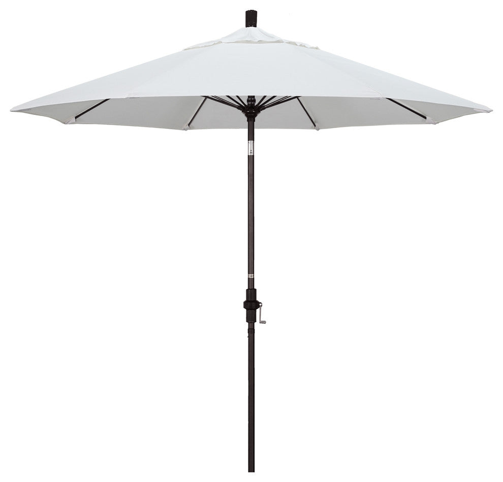 9' Bronze Collar Tilt Lift Fiberglass Rib Aluminum Umbrella, Sunbrella, Natural