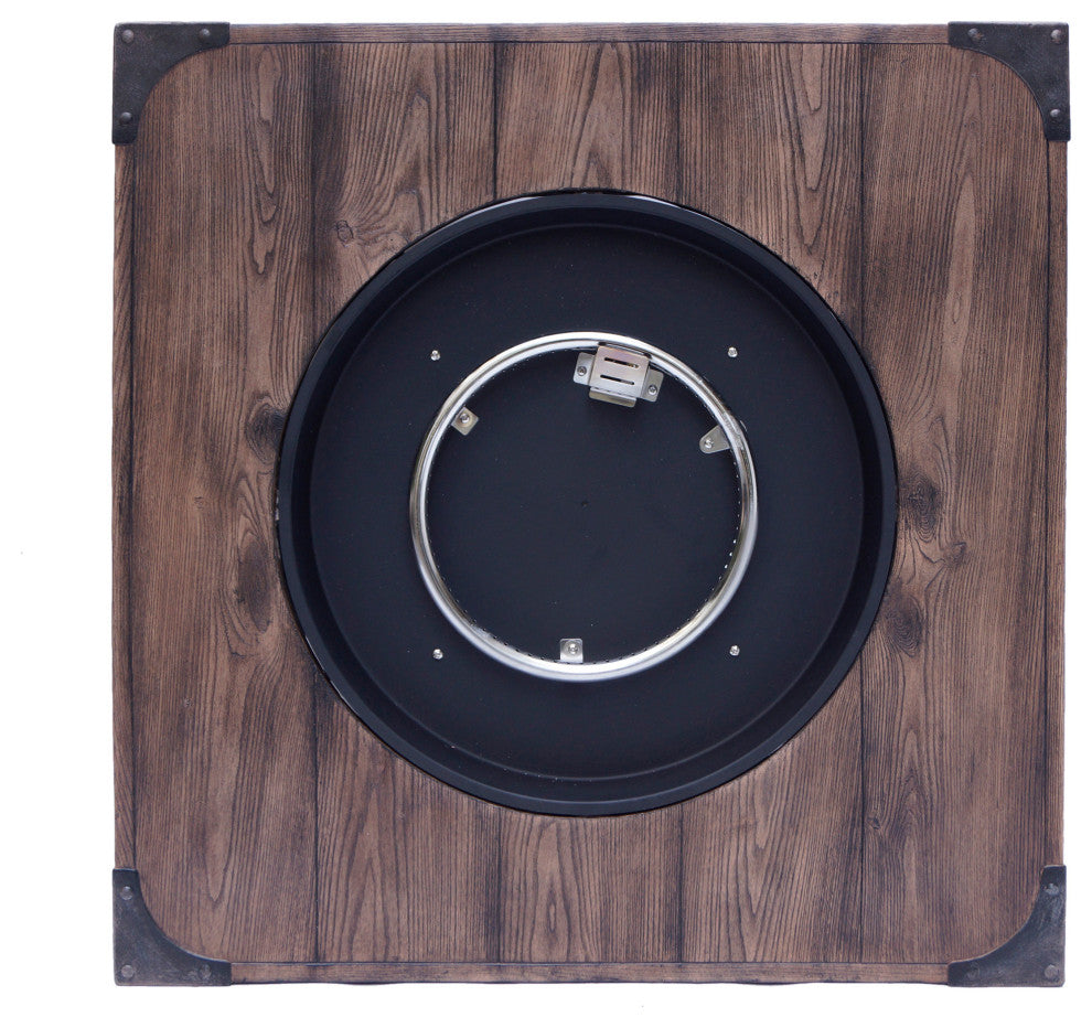 GDF Studio Madge Outdoor Brown 32" Square Fire Pit, 40,000 BTU, Wood Grain