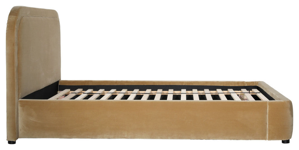 Anchor Polyester Velvet Bed, Camel, Queen