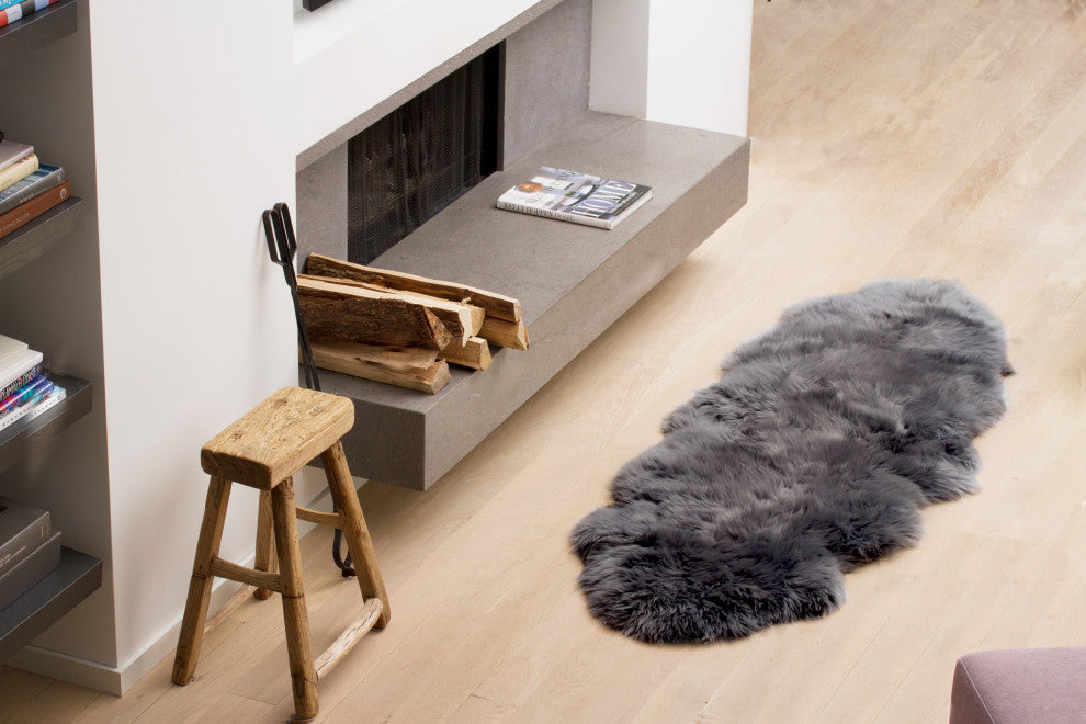 Natural 100% New Zealand Sheepskin Double, 2'x6', Grey