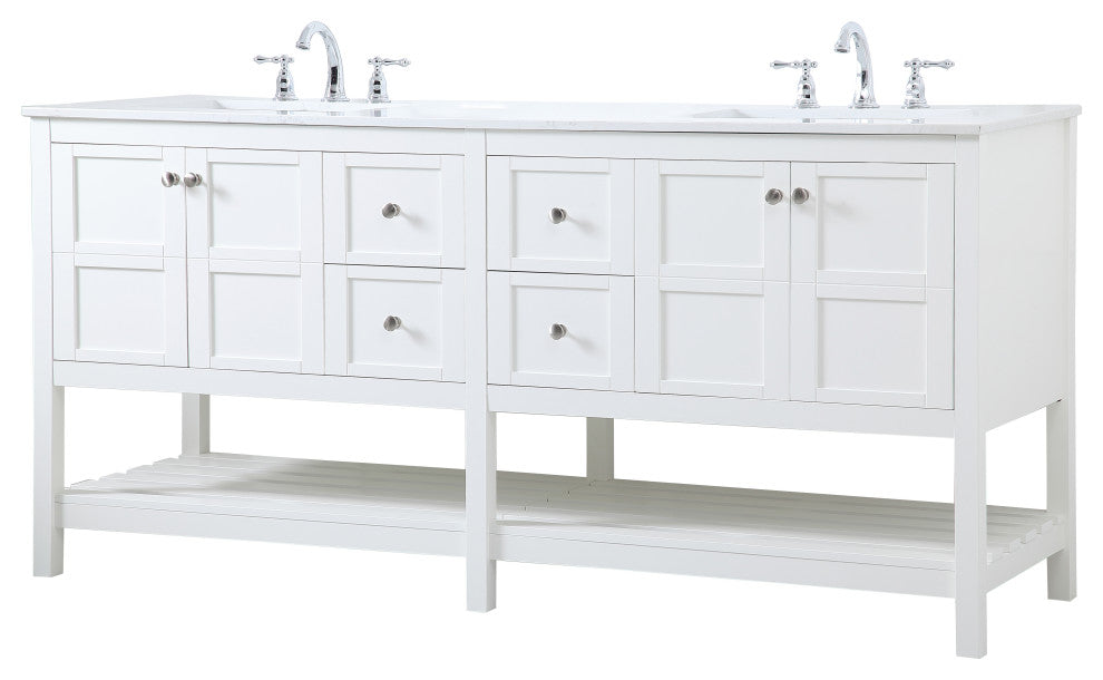 White 72" Double Sink Bathroom Vanity