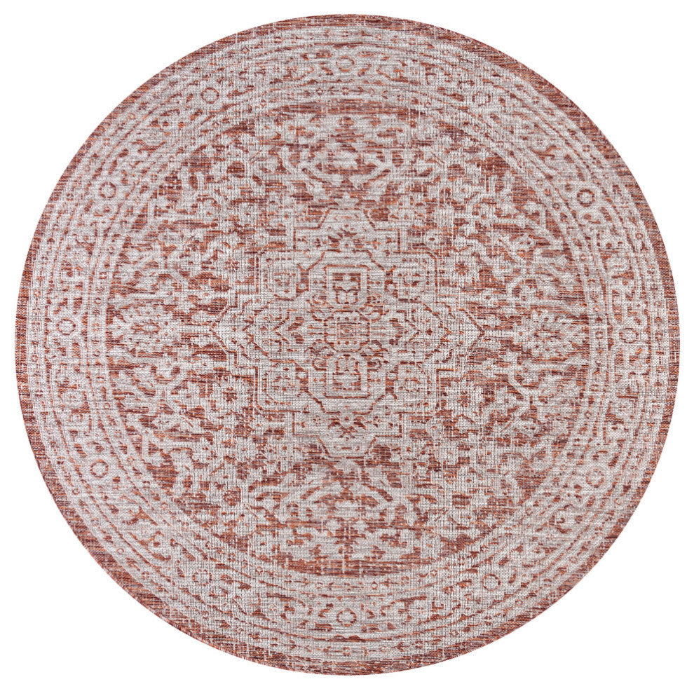 Sinjuri Medallion Textured Weave Indoor/Outdoor Area Rug