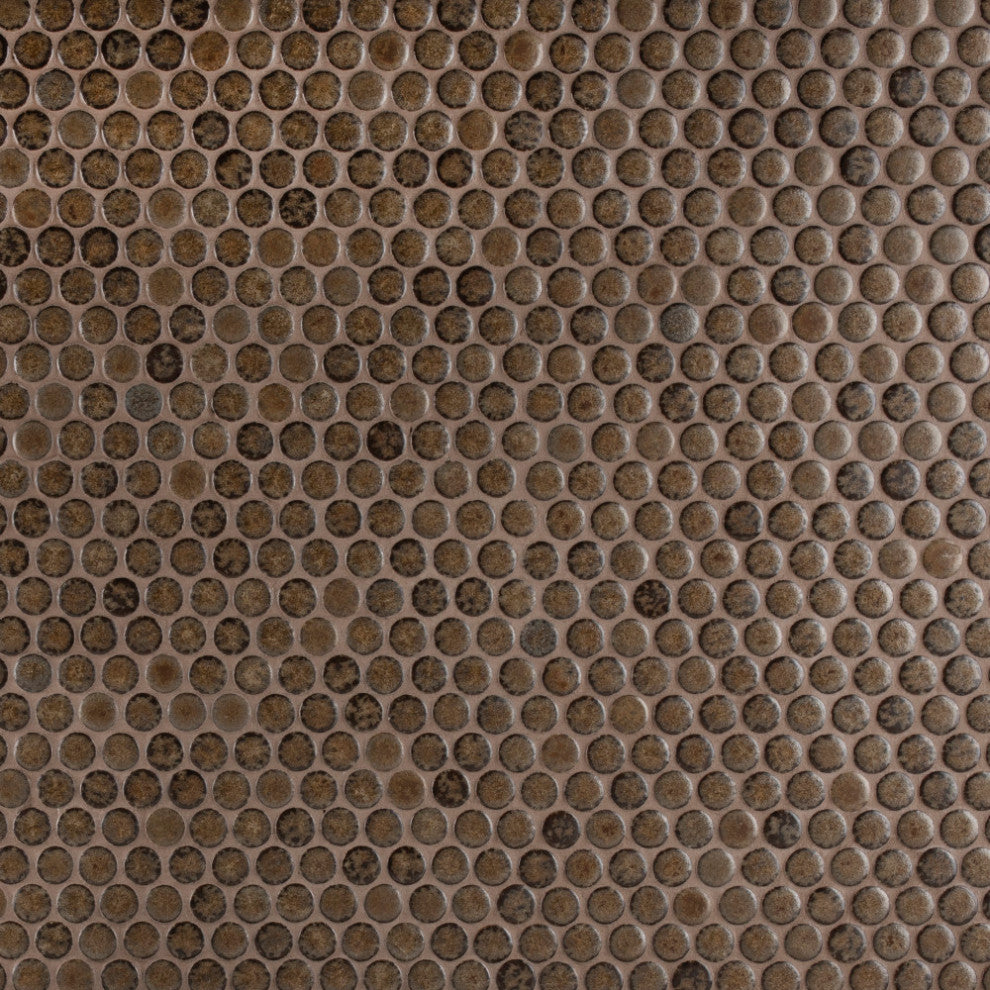 Hudson Penny Porcelain Mosaic Floor and Wall Tile, Brownstone
