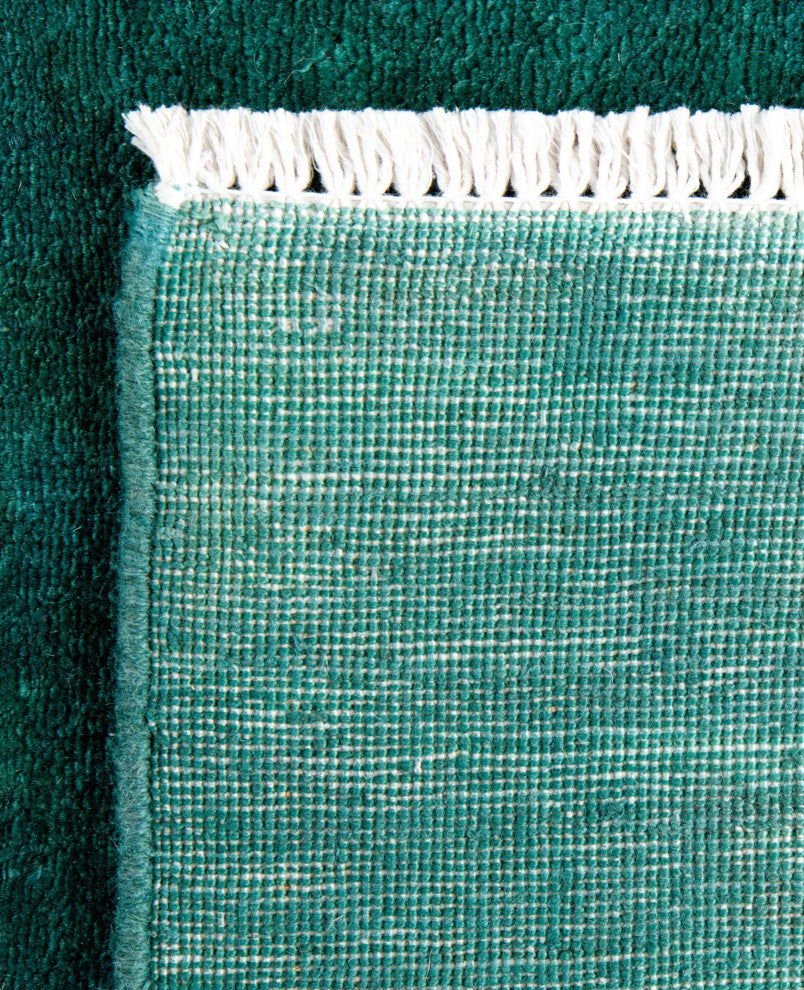 Overdyed One-of-a-Kind Hand-Knotted Area Rug Green, 4' 2" x 5' 9"