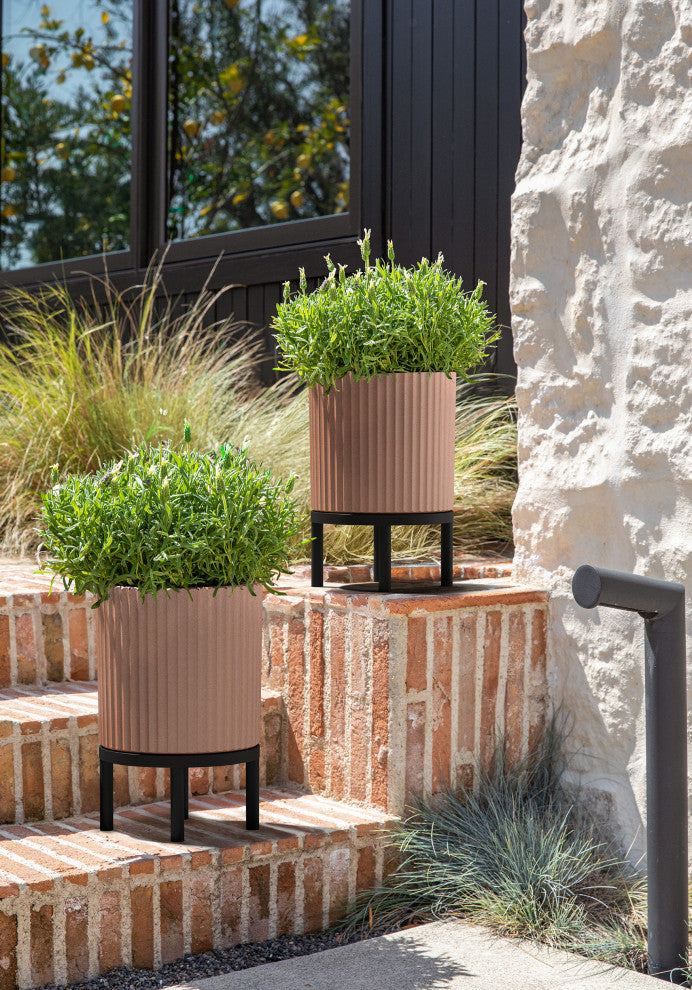 Veradek Demi Series Raised Planter With Stand, Terracotta/Black, 12", Set of 2