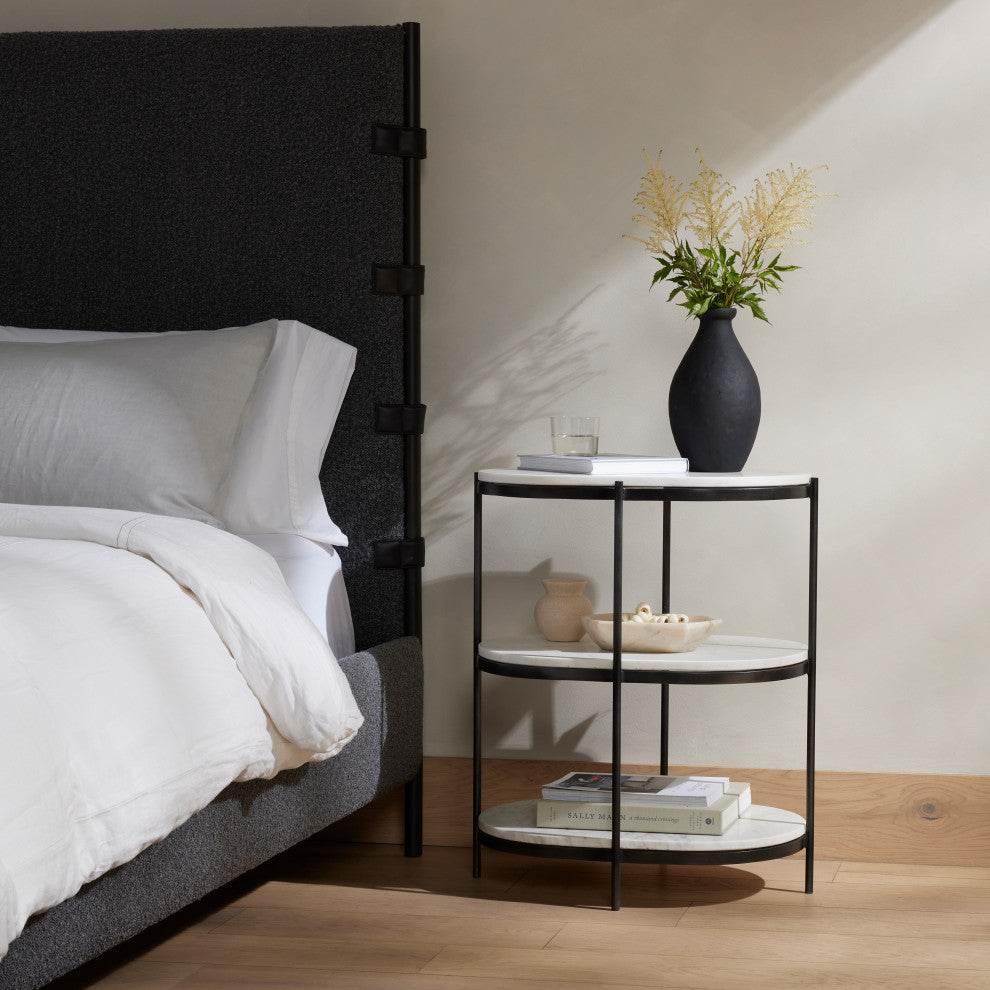 Felix Oval Nightstand-Hammered Grey WithCl