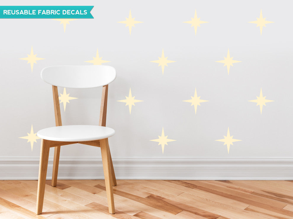 Retro Stars Fabric Wall Decal, Ivory