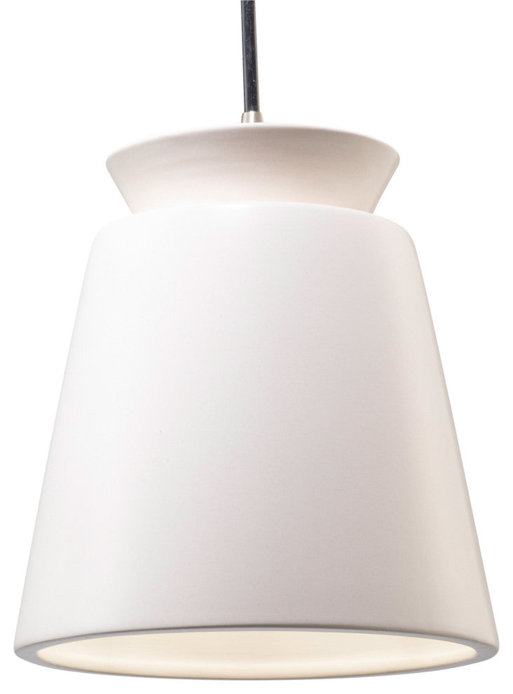 Radiance Trapezoid Pendant, Brushed Nickel, Matte White Shade, Black Cord LED
