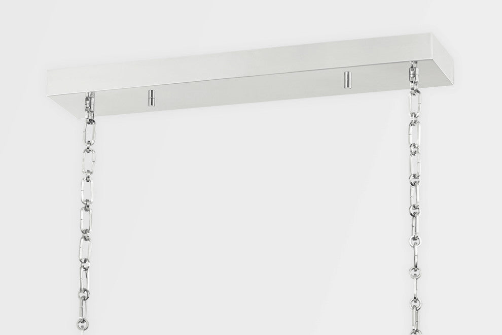 Lindley LED Island Light, Polished Nickel Frame, Etched Shade