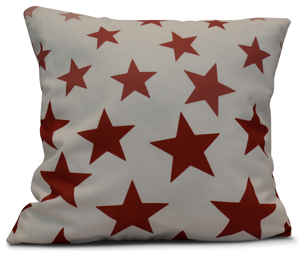 Just Stars, Geometric Print Outdoor Pillow, Red, 16"x16"