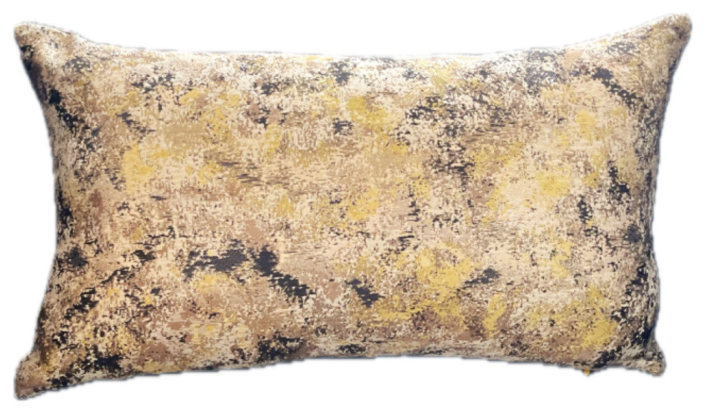Pretty Passion Yellow, Beige and Gray Luxury Throw Pillow, 24"x24"