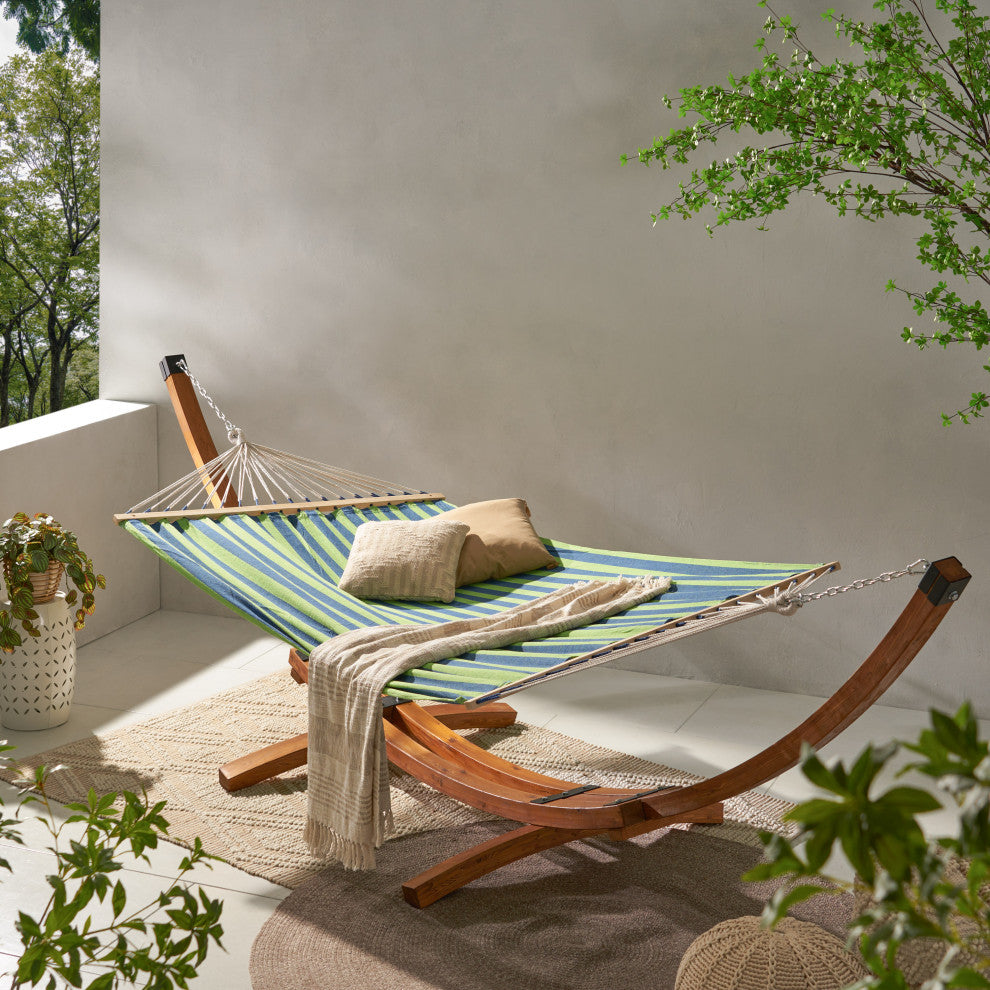 GDF Studio Weston Outdoor Hammock Fabric, ONLY, Blue Green Stripe