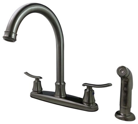 Kingston Brass 8" Centerset Kitchen Faucet With Sprayer, Brushed Nickel