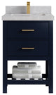 Parker 24" Single Sink Bath Vanity, Navy Blue 2" Pearl Gray