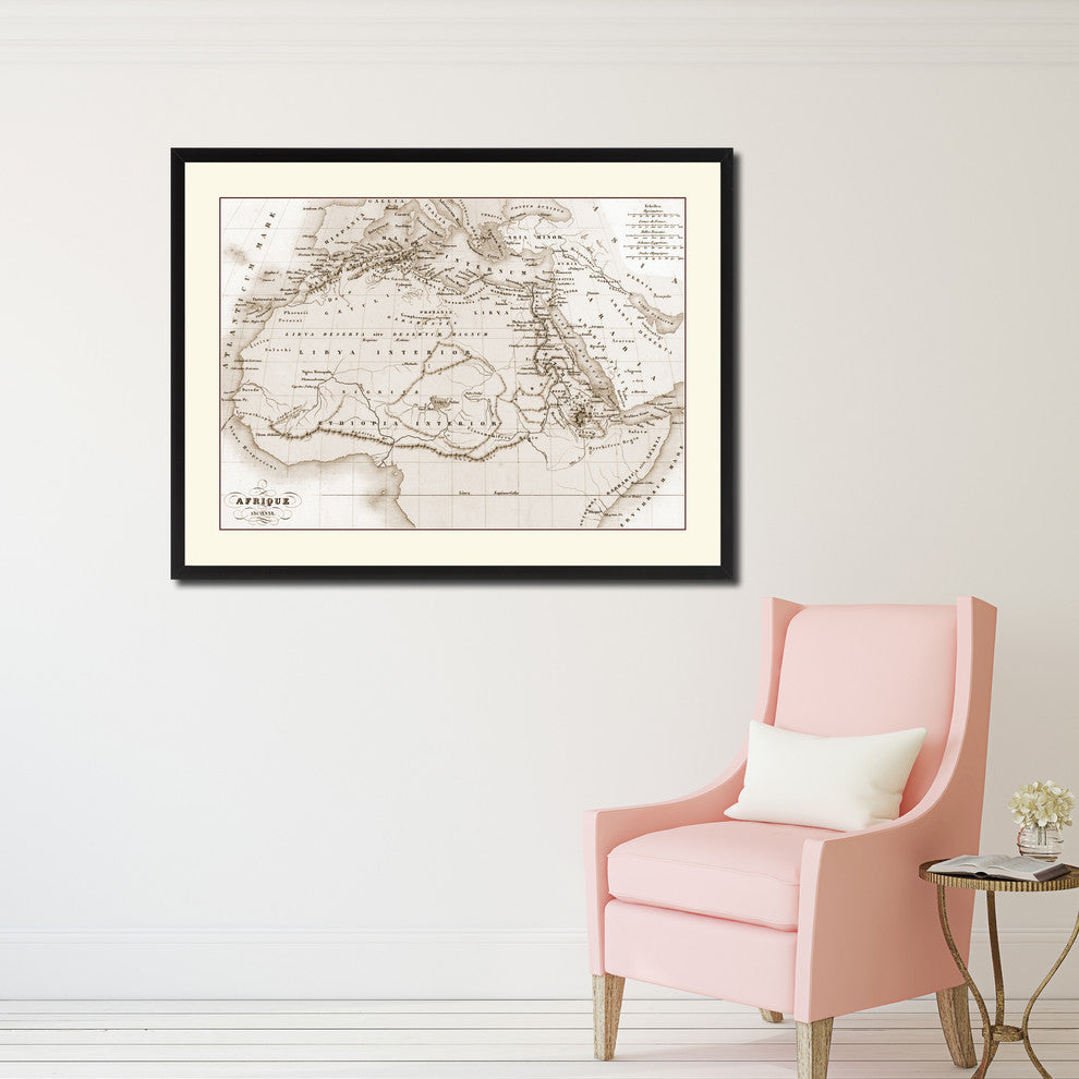 Ancient Africa Vintage Sepia Map Canvas Print, 16"x21"