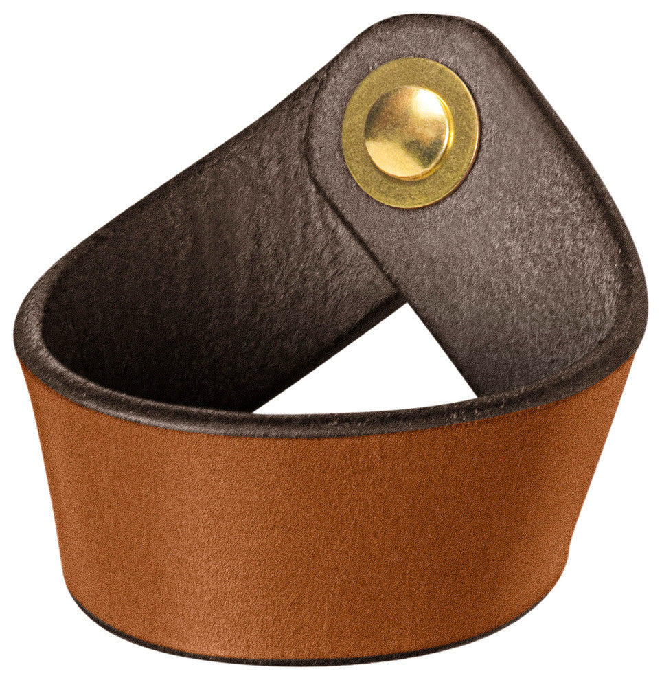 Leather Drawer Pull, The Fremont, Honey, Brass