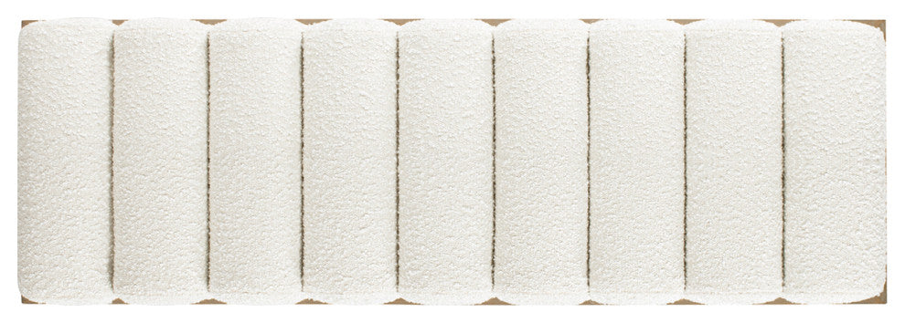 Bella 52" Vertical Tufted Modern Accent Bench, Ivory White Boucle