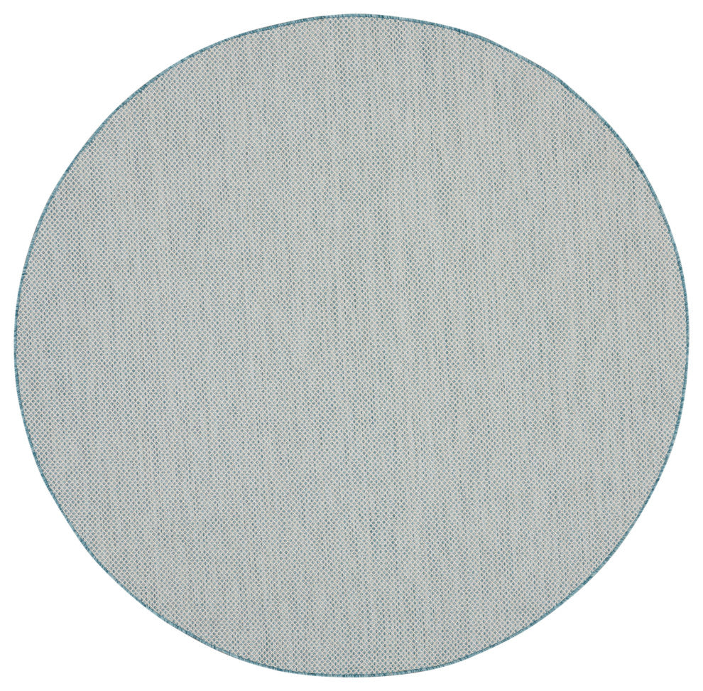 Nourison Courtyard 8' x Round Ivory Aqua Modern Rug