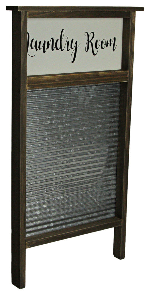 Wood and Metal Vintage Washboard Laundry Room Wall Hanging