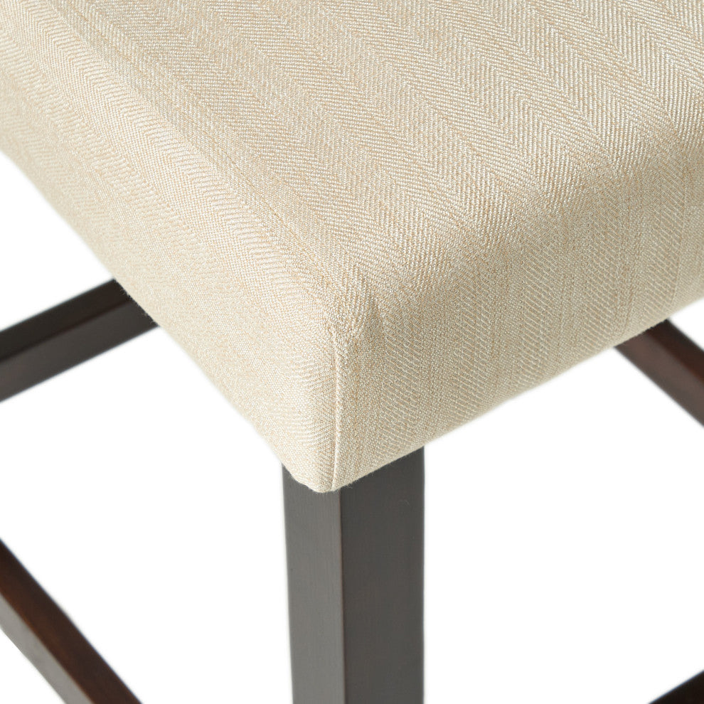 GDF Studio Etodens Mahogany Acacia Counter Stool with Beige Cushions, Set of 2