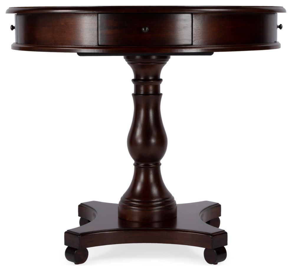 Fredrik 34"D Round Wood 4-Drawer Game Table, Cherry