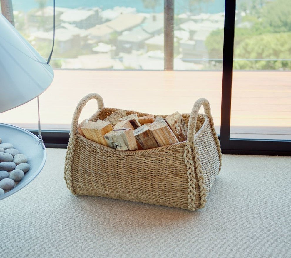 Large Sized Rectangular Sea Grass Basket