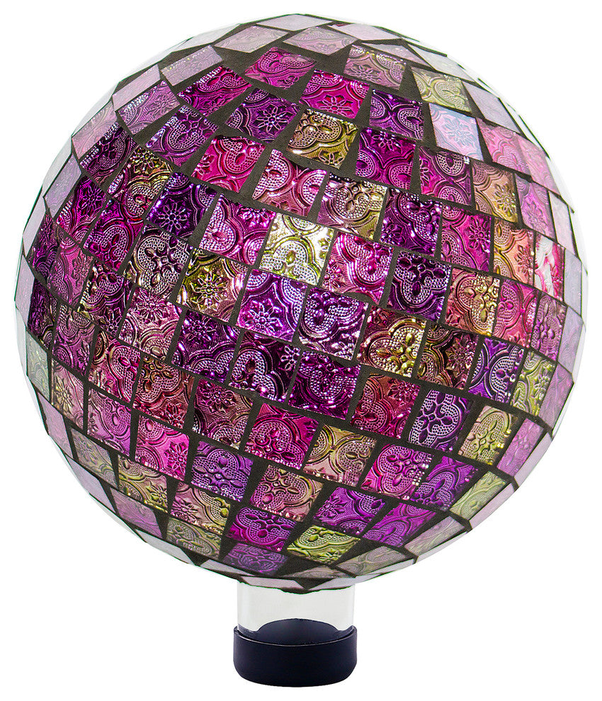 Alpine Violet Mosaic Gazing Globe, 11"Tall