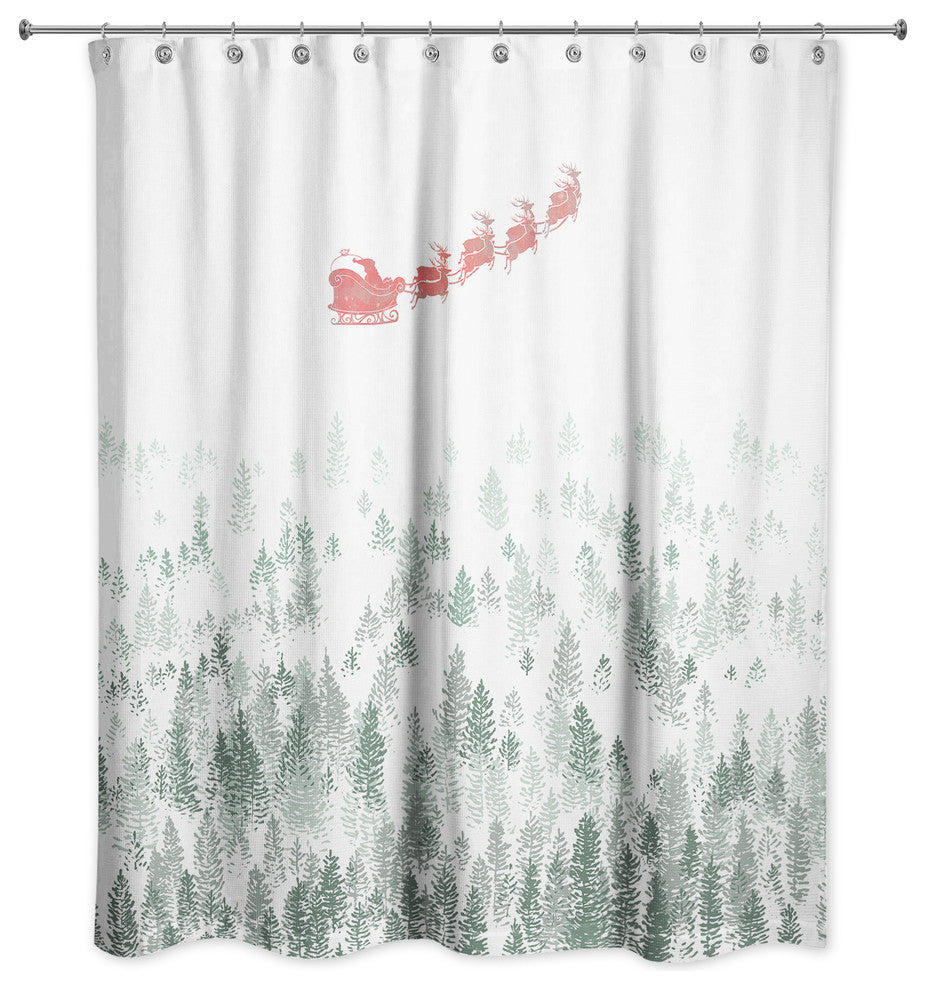 Graphic Winter Forest Scence 71x74 Shower Curtain