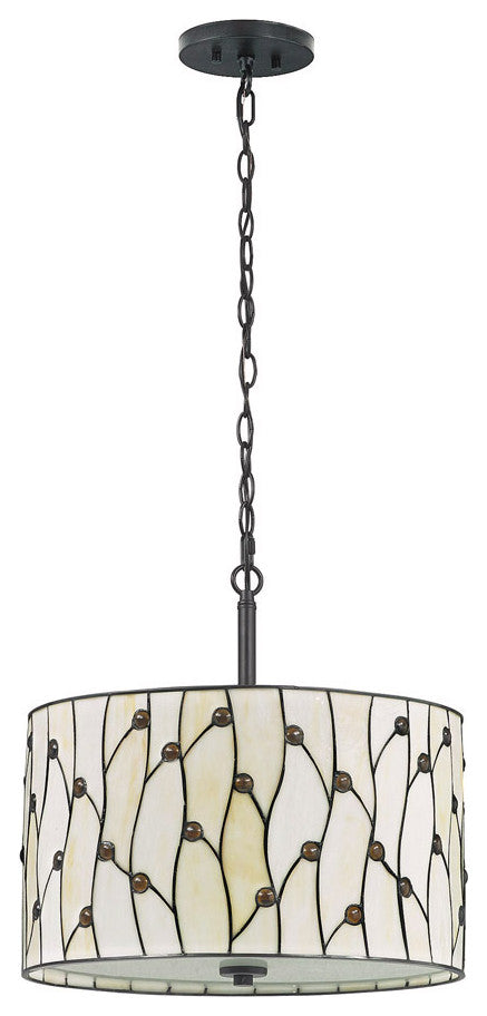 Vines 3-Light Tiffany Glass Shade Pendant Lamp, Natural
