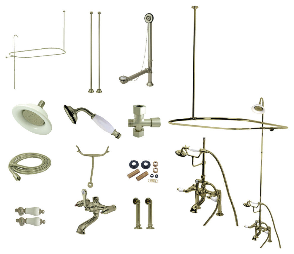 Clawfoot Tub Faucet, Shower Riser Package, Brushed Nickel